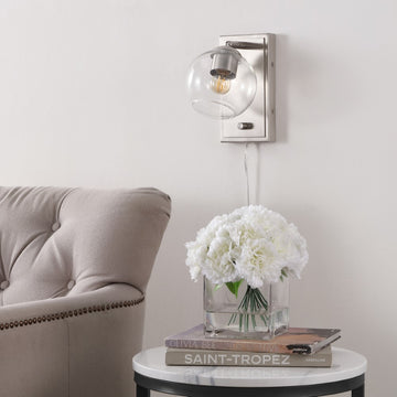 Hugo 6" Minimalist Modern Plug-In or Hardwired Adjustable Iron LED Wall Sconce with Rotary Dimmer - JONATHAN Y